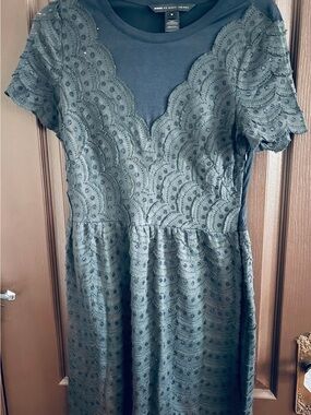 Marc by Marc Jacobs Blue Lace-Overlay Fit & Flare Dress